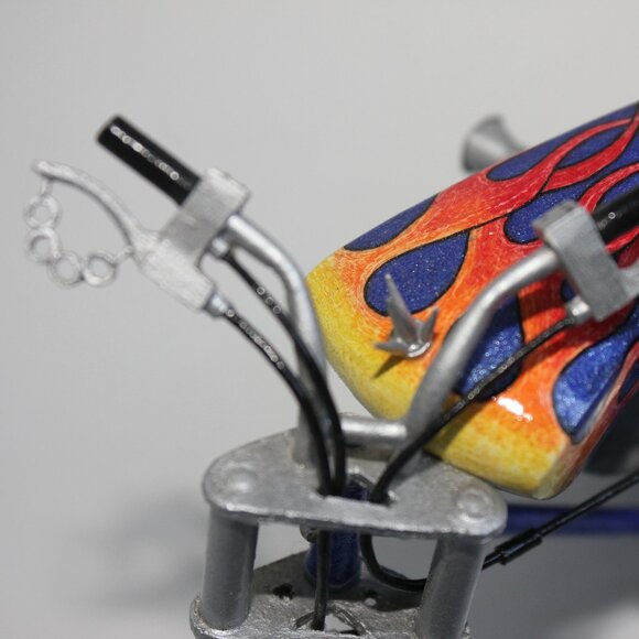 Hand Made Prisoner Art Intricate Motorcycle Made From Paper, Toothpicks 10"L - Picture 9 of 12